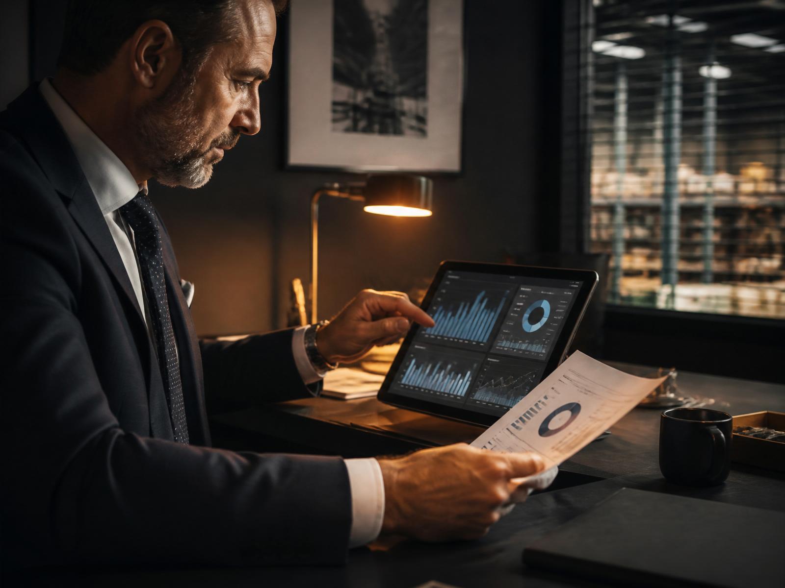 Executive reviewing fleet performance report
